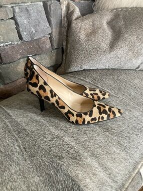 Calvin Klein Dolly Calf Hair Leopard Print Pointed Toe Pump